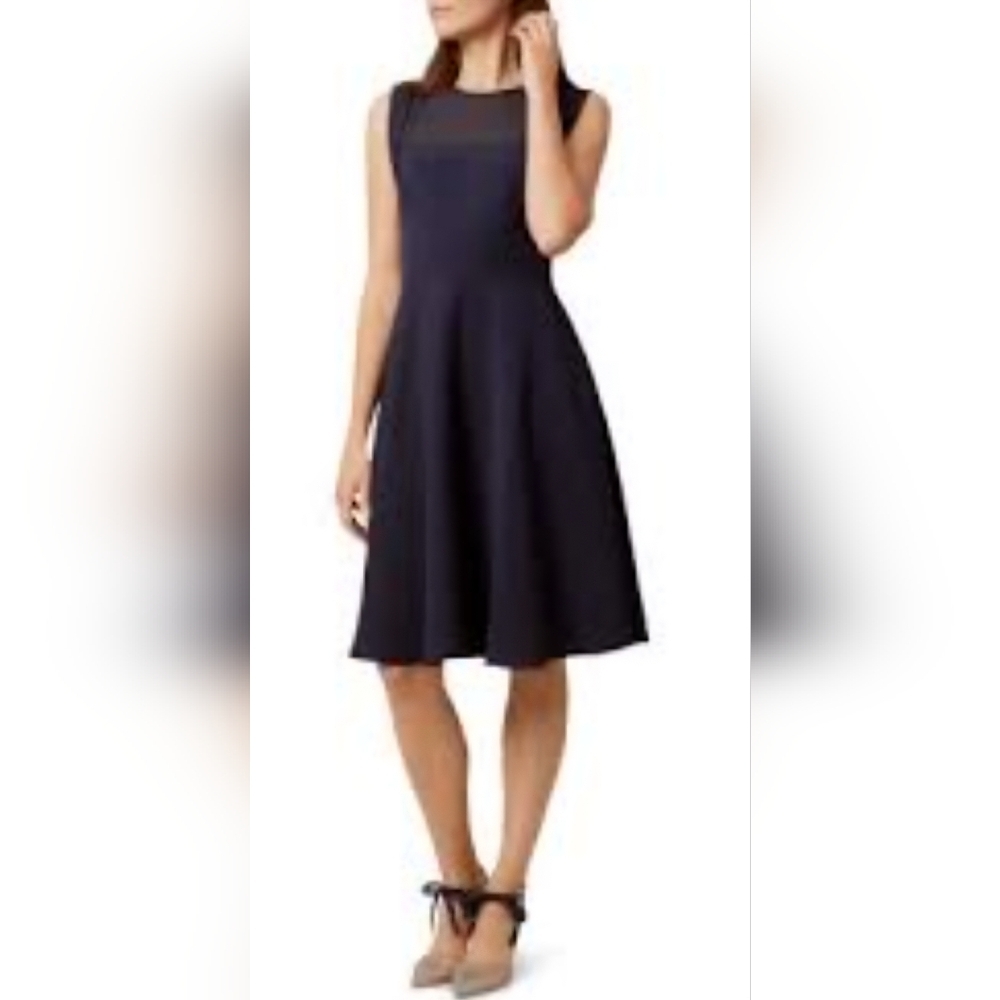 Hobbs London Elegant Midnight Blue Sleeveless Dress Sz.10 #1768